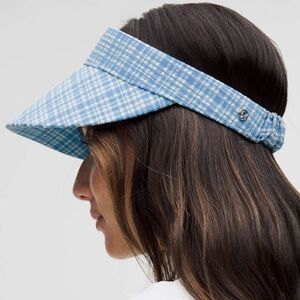 Lululemon Womens Seersucker Check Removable Sweatband Visor Check Pool Party nwt